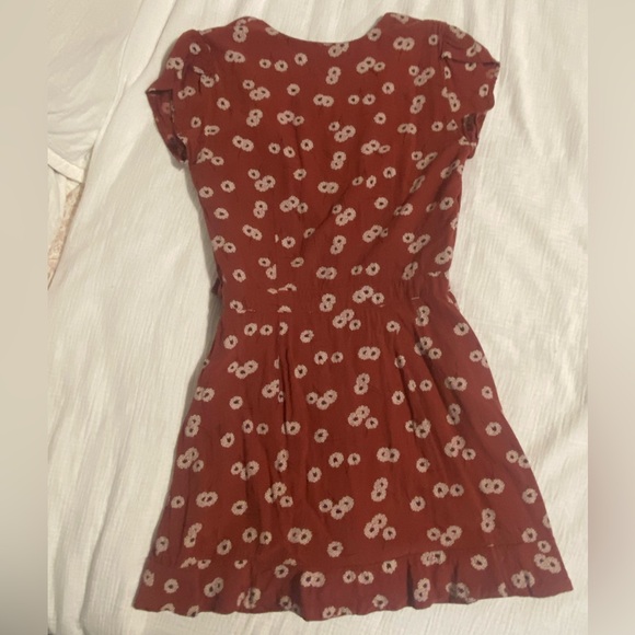 Loft Red Floral Wrap Dress Romper - Picture 3 of 5